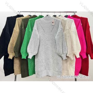 Šaty pletené dlhý rukáv dámske nadrozmer (2XL/3XL/4XL ONE SIZE) TALIANSKA MÓDA IM423740