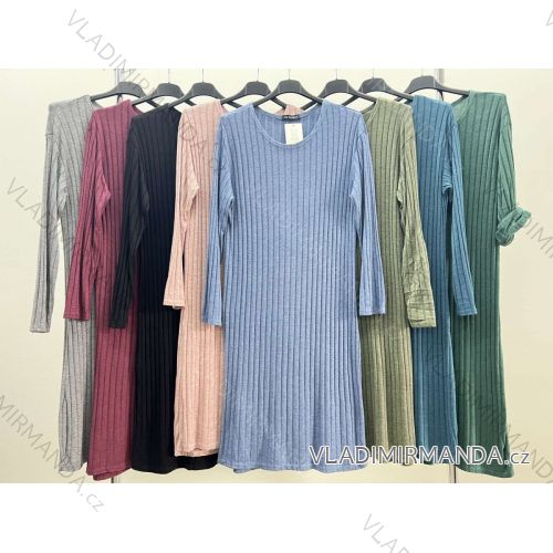 Šaty úpletové dlhý rukáv dámske nadrozmer (XL/2XL/3XL ONE SIZE) TALIANSKA MÓDA IM423744
