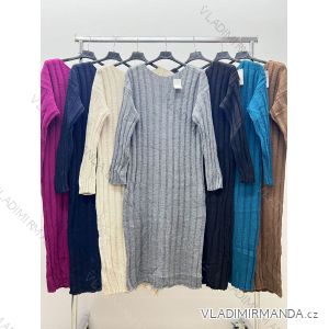 Šaty pletené dlhý rukáv dámske nadrozmer (XL/2XL/3XL ONE SIZE) TALIANSKA MÓDA IM423753
