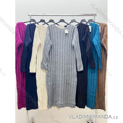 Šaty pletené dlhý rukáv dámske nadrozmer (XL/2XL/3XL ONE SIZE) TALIANSKA MÓDA IM423753