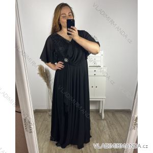 Šaty dlhé elegantné spoločenské krátky rukáv dámske nadrozmer (2XL/3XL ONE SIZE) TALIANSKA MóDA IM423ISABELA