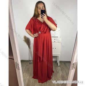 Šaty dlhé elegantné spoločenské krátky rukáv dámske nadrozmer (2XL/3XL ONE SIZE) TALIANSKA MóDA IM423ISABELA/DU