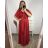 Šaty dlhé elegantné spoločenské krátký rukáv dámske nadrozměr (2XL/3XL  ONE SIZE) TALIANSKA MóDA IM423ISABELA/DU 2XL/3XL červená