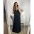 Šaty dlhé elegantné spoločenské krátký rukáv dámske  (M/L ONE SIZE) TALIANSKA MóDA IM423MARIALA/DU M / L čierna