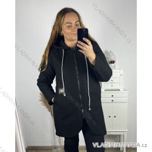 Kabát  na zip s kapucí dámsky nadrozmer (XL/2XL ONE SIZE) TALIANSKA MÓDA IM423JOLY