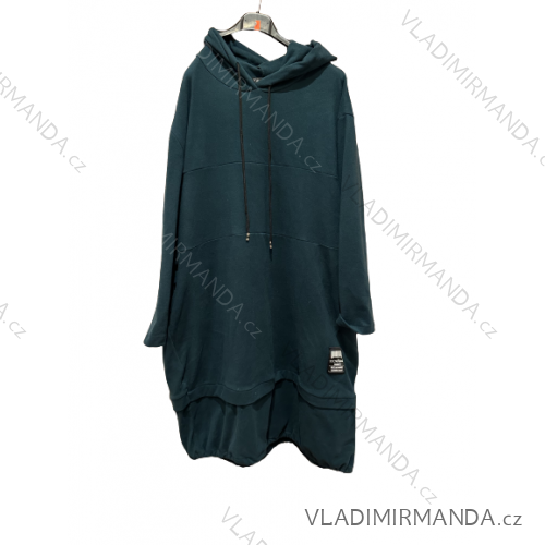 Šaty mikinové dlhý rukáv dámske nadrozmer (2XL/3XL/4XL ONE SIZE) TALIANSKA MÓDA IM423MIRIANA