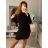 Šaty teplé pletené dlouhý rukáv dámské (S/M ONE SIZE) ITALSKÁ MÓDA IMWBL23011/DUR čierna S/M