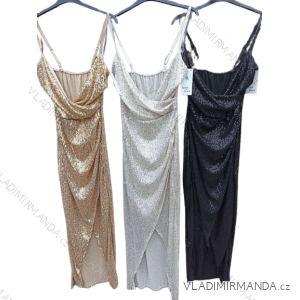 Šaty dlhé elegantné na ramienka dámske (S/M ONE SIZE) TALIANSKA MODA IM323VIOLA