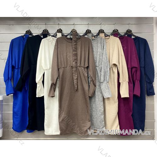 Šaty elegantné s opaskom dlhý rukáv dámske (S/M ONE SIZE) TALIANSKA MÓDA IMWGS234224