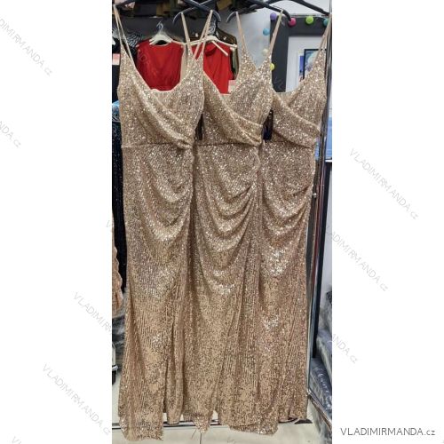 Šaty elegantné trblietavé s flitrami na ramienka dámske (S/M ONE SIZE) TALIANSKA MÓDA IMWAE234229