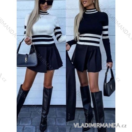 Sveter úpletový dlhý rukáv dámsky (S/M ONE SIZE) TALIANSKA MÓDA IMWAE234165