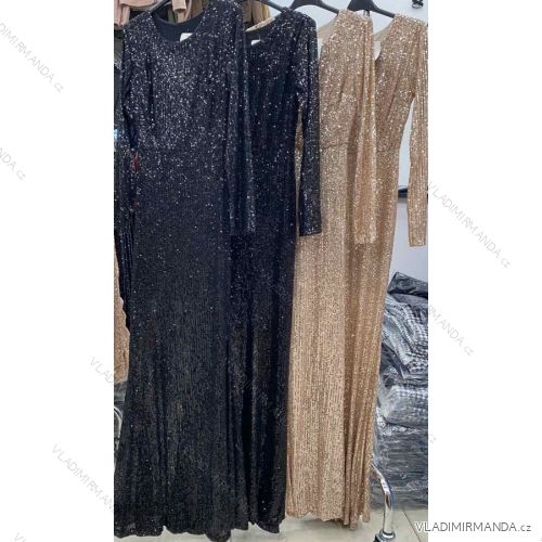 Šaty elegantné trblietavé s flitrami dlhý rukáv dámske (S/M ONE SIZE) TALIANSKA MÓDA IMWGS234232
