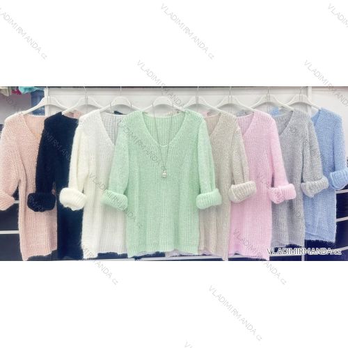 Sveter s príveskom dlhý rukáv dámsky (S/M ONE SIZE) TALIANSKA MÓDA IMWD234246