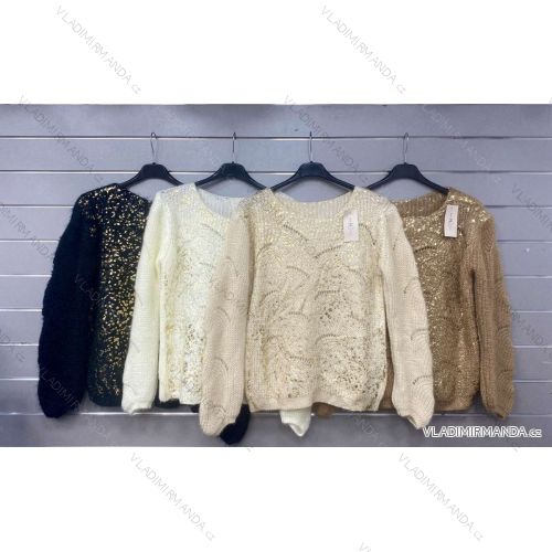 Sveter pletený dlhý rukáv dámsky (S/M ONE SIZE) TALIANSKA MÓDA IMWGS234174