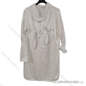 Šaty mikinové s kapucňou dlhý rukáv dámske (XL/2XL ONE SIZE) TALIANSKA MODA IMB23205