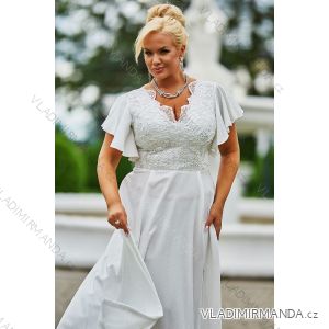 Šaty dlhé elegantné spoločenské krátky rukáv dámske nadrozmer (38-54) POLSKÁ MÓDA PMLBF23LAURA