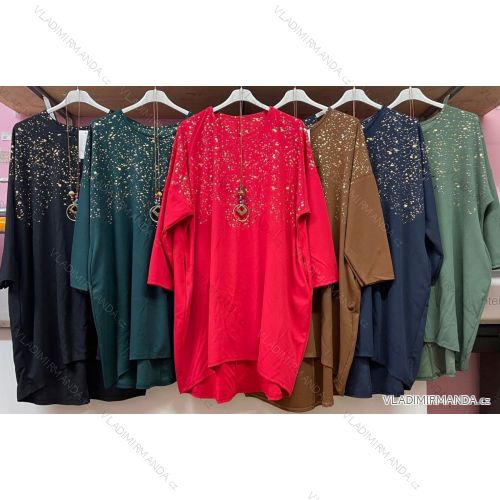 Šaty s príveskom dlhý rukáv dámske nadrozmer (3XL/4XL ONE SIZE) TALIANSKA MÓDA IMWQ231165
