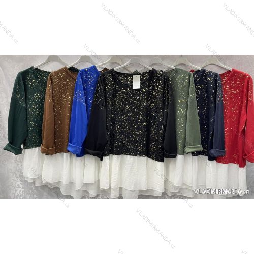 Tunika košeľová dlhý rukáv dámska nadrozmer (3XL/4XL ONE SIZE) TALIANSKA MÓDA IMWQ23176