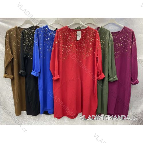 Šaty elegantný dlhý rukáv dámske nadrozmer (3XL/4XL ONE SIZE) TALIANSKA MÓDA IMWQ23189