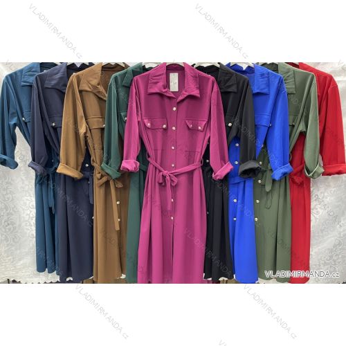 Šaty košeľové dlhý rukáv dámske nadrozmer (3XL/4XL ONE SIZE) TALIANSKA MÓDA IMWQ23200