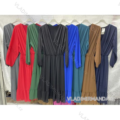 Šaty elegantný dlhý rukáv dámske nadrozmer (3XL/4XL ONE SIZE) TALIANSKA MÓDA IMWQ23205