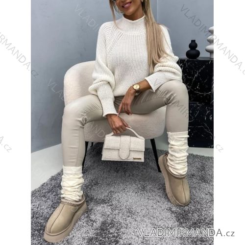Sveter pletený so stojačikom dámsky (S/M/L ONE SIZE) TALIANSKA MODA IMD23796