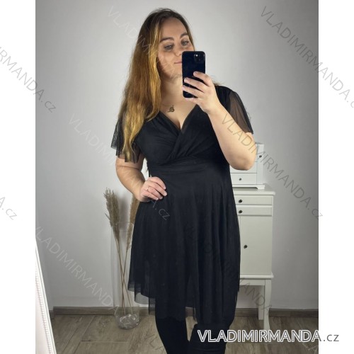 Šaty spoločenské elegantné dámske (L/XL ONE SIZE) TALIANSKA MODA IMS23BRENDA/DR L/XL čierna