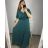 Šaty dlhé elegantné spoločenské krátky rukáv dámske nadrozmer (L/XL/2XL ONE SIZE) TALIANSKA MóDA IM423BRENDA/DR L/XL smaragdová
