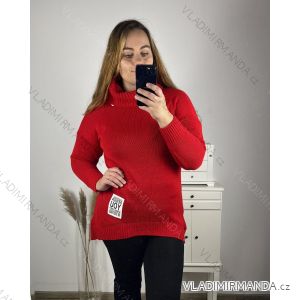 Sveter pletený predĺžený dlhý rukáv dámsky nadrozmer (2XL/3XL ONE SIZE) TALIANSKA MÓDA IM423758