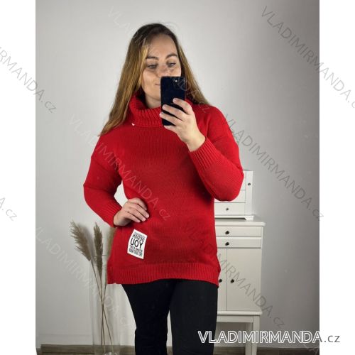 Sveter pletený predĺžený dlhý rukáv dámsky nadrozmer (2XL/3XL ONE SIZE) TALIANSKA MÓDA IM423758