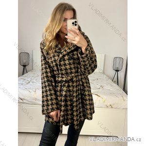 Kabát flaušový na gombíky s kapucňou dámsky (S/M/L ONE SIZE) TALIANSKA MÓDA IM423600/DU