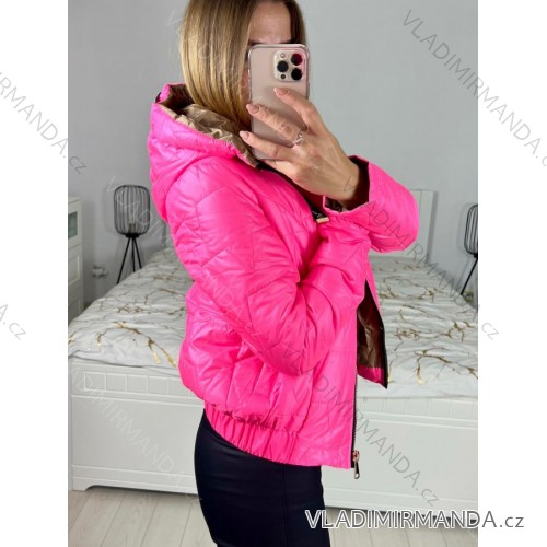Bunda jesenná s kapucňou dámska (XS-XL) POLSKÁ MóDA PMWC23B8219-83 neon ružová XS
