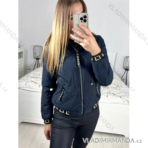 Bunda podzimní s kapucňou dlhý rukáv dámska (S-2XL) TALIANSKA MÓDA IMWB23B8098/DU tmavo modrá L