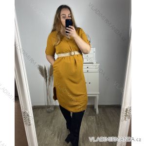 Šaty 3/4 rukáv s opaskom dámske nadrozmer (L/XL/2XL ONE SIZE) TALIANSKA MóDA IM423BELTAL