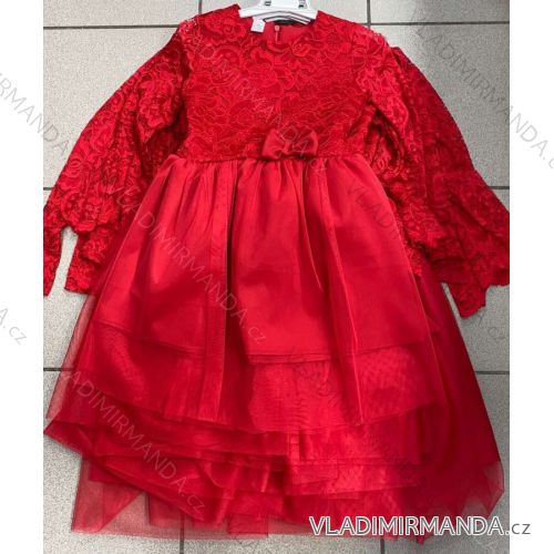 Šaty spoločenské s čipkou dlhý rukáv dorast detské dievčenské (122-158) POLSKÁ MÓDA IMWH23031