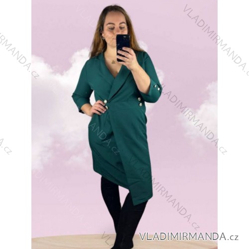 Šaty elegantní dlhý rukáv dámske (42,44,46,48,50) POLSKÁ MÓDA PMWHB23003 smaragdová 48