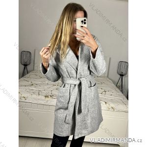 Kabát flaušový dlhý rukáv dámsky (L/XL ONE SIZE) TALIANSKA MÓDA IMD23863/DU