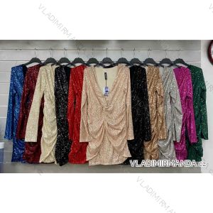 Šaty spoločenské flitrové dlhý rukáv dámske (S/M ONE SIZE) TALIANSKA MÓDA IMWGS234290