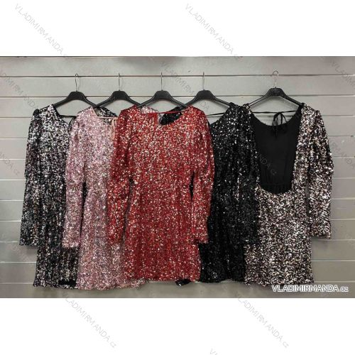 Šaty spoločenské flitrové dlhý rukáv dámske (S/M ONE SIZE) TALIANSKA MÓDA IMWGS234291