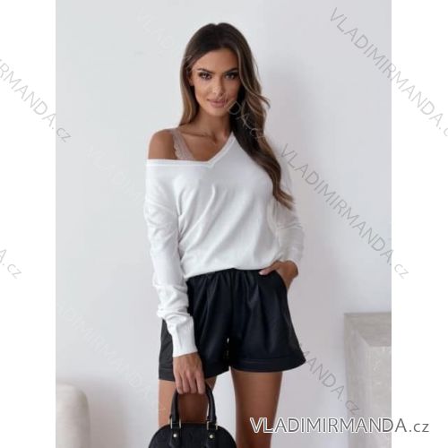 Sveter úpletový dlhý rukáv dámsky (S/M ONE SIZE) TALIANSKA MÓDA EXTRA ME IMM22FD9073