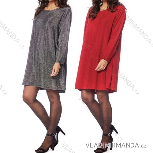 Šaty elegantné trblietavé dlhý rukáv dámske (S/M/L ONE SIZE) TALIANSKA MÓDA IMM23M6078
