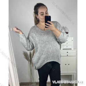 Sveter pletený oversize dlhý rukáv dámsky (2XL/3XL/4XL/5XL  ONE SIZE) TALIANSKA MÓDA IMWC233959