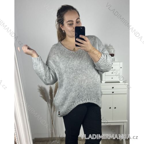 Sveter pletený oversize dlhý rukáv dámsky (2XL/3XL/4XL/5XL  ONE SIZE) TALIANSKA MÓDA IMWC233959