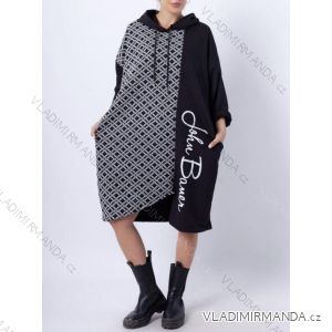 Šaty dlhé oversize s kapucňou dlhý rukáv dámske (S/M ONE SIZE) TALIANSKA MÓDA IMWGS234430