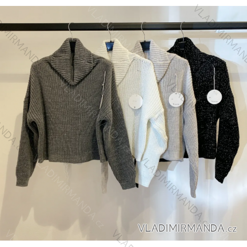 Sveter pletený s rolákom dlhý rukáv dámsky (S/M ONE SIZE) TALIANSKA MÓDA IMPMD232087X