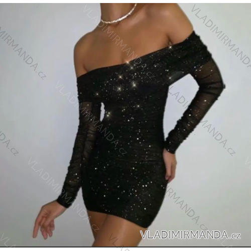 Šaty krátke carmen dlhý rukáv dámske (S/M ONE SIZE) TALIANSKA MÓDA IMPMD2316954
