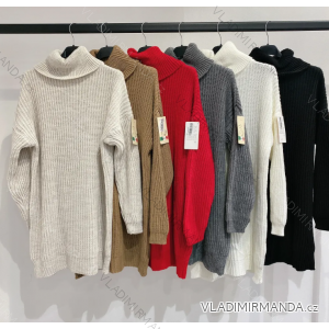 Šaty pletené s rolákom dlhý rukáv dámske (S/M ONE SIZE) TALIANSKA MÓDA IMPMD238888L