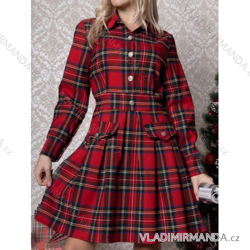 Šaty elegantné košeľové vianočné dlhý rukáv dámske (S/M ONE SIZE) TALIANSKA MÓDA IMM23M45618