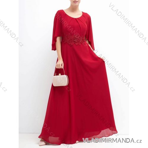 Šaty dlhé spoločenské krátky rukáv dámske nadrozmer (XL/2XL ONE SIZE) TALIANSKA MODA IMM23M50261L