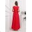 Šaty dlhé spoločenské krátky rukáv dámske (34-50) POLSKÁ MÓDA PMLMR23VALERIA-2 červená 34
